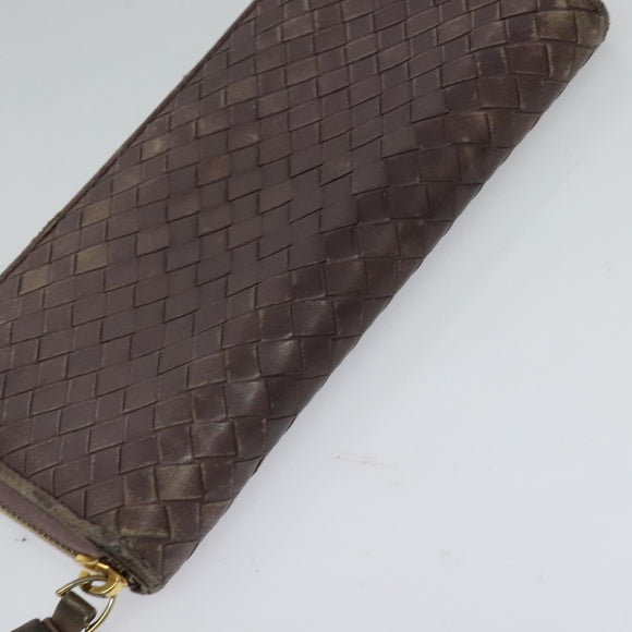 BOTTEGA VENETA INTRECCIATO Wallet Leather 2 Set Beige Brown Auth bs26378