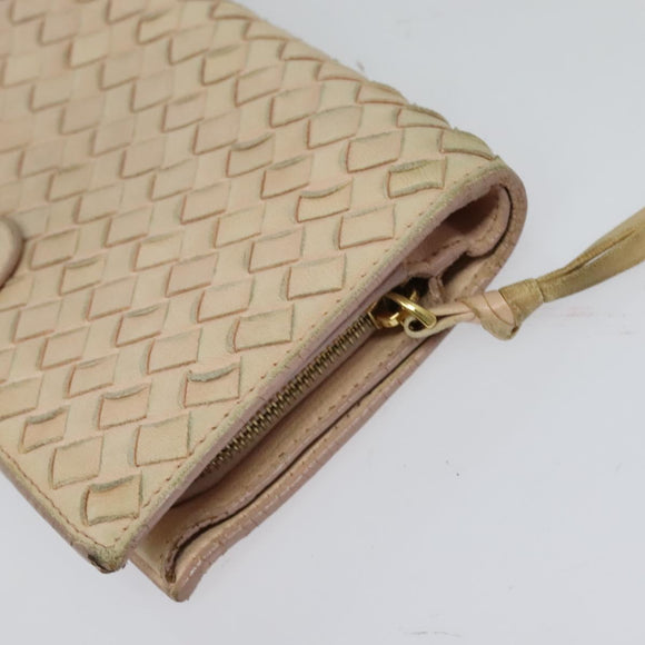 BOTTEGA VENETA INTRECCIATO Wallet Leather 2 Set Beige Brown Auth bs26378