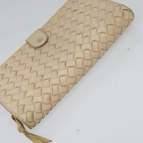 BOTTEGA VENETA INTRECCIATO Wallet Leather 2 Set Beige Brown Auth bs26378