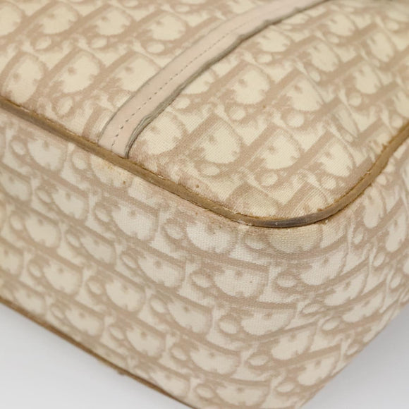 Christian Dior Trotter Canvas Romantic Bag PVC Beige Silver Auth bs26382