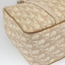 Christian Dior Trotter Canvas Romantic Bag PVC Beige Silver Auth bs26382-16