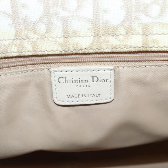 Christian Dior Trotter Canvas Romantic Bag PVC Beige Silver Auth bs26382