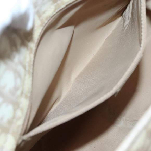 Christian Dior Trotter Canvas Romantic Bag PVC Beige Silver Auth bs26382