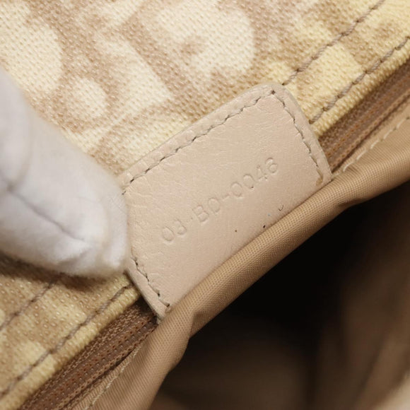 Christian Dior Trotter Canvas Romantic Bag PVC Beige Silver Auth bs26382