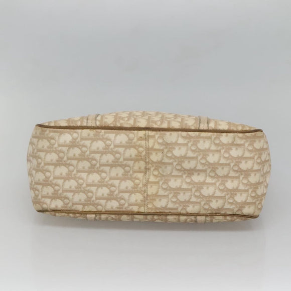 Christian Dior Trotter Canvas Romantic Bag PVC Beige Silver Auth bs26382