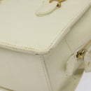 VERSACE Hand Bag Leather White Gold Auth bs26384-15