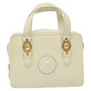VERSACE Hand Bag Leather White Gold Auth bs26384-13