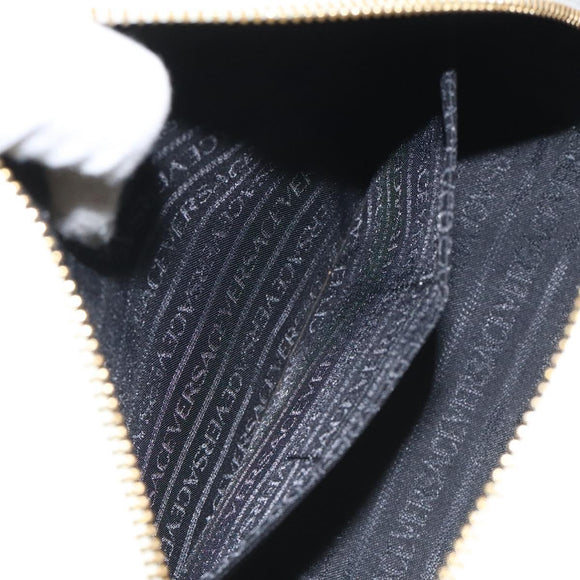 VERSACE Hand Bag Leather White Gold Auth bs26384