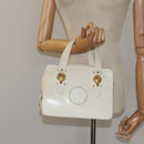 VERSACE Hand Bag Leather White Gold Auth bs26384-22