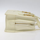 VERSACE Hand Bag Leather White Gold Auth bs26384-3