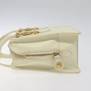 VERSACE Hand Bag Leather White Gold Auth bs26384-4
