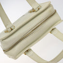 VERSACE Hand Bag Leather White Gold Auth bs26384-6