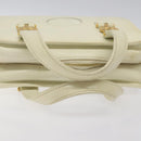 VERSACE Hand Bag Leather White Gold Auth bs26384-7