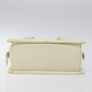 VERSACE Hand Bag Leather White Gold Auth bs26384-5