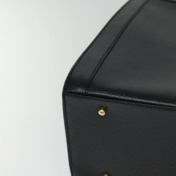 GUCCI Bamboo Hand Bag Leather Black Gold 002 1186 0259 Auth bs26393