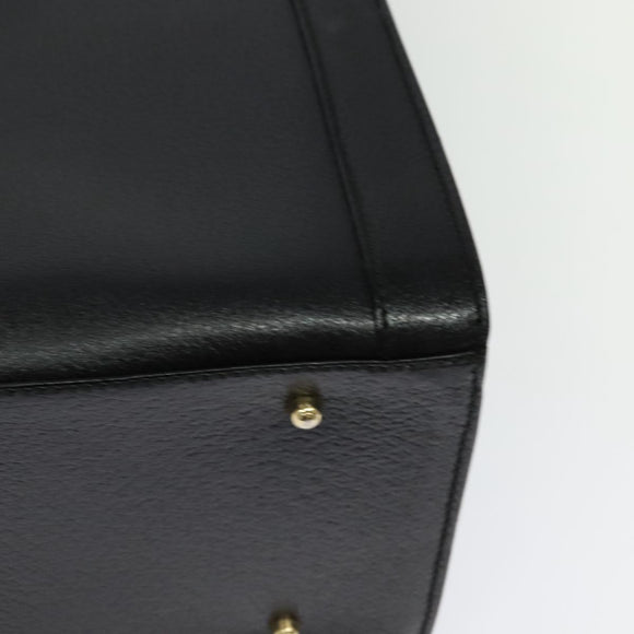 GUCCI Bamboo Hand Bag Leather Black Gold 002 1186 0259 Auth bs26393