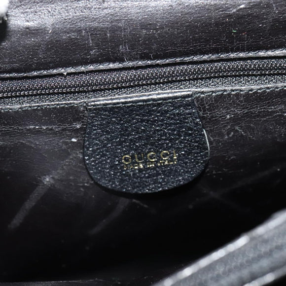 GUCCI Bamboo Hand Bag Leather Black Gold 002 1186 0259 Auth bs26393