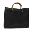 GUCCI Bamboo Hand Bag Leather Black Gold 002 1186 0259 Auth bs26393-1