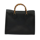 GUCCI Bamboo Hand Bag Leather Black Gold 002 1186 0259 Auth bs26393-2