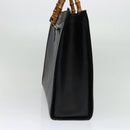 GUCCI Bamboo Hand Bag Leather Black Gold 002 1186 0259 Auth bs26393-3