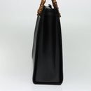GUCCI Bamboo Hand Bag Leather Black Gold 002 1186 0259 Auth bs26393-4