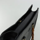 GUCCI Bamboo Hand Bag Leather Black Gold 002 1186 0259 Auth bs26393-6