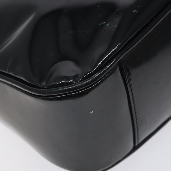 GUCCI Bamboo Hand Bag Enamel Black Gold 001 1014 1638 0 Auth bs26395