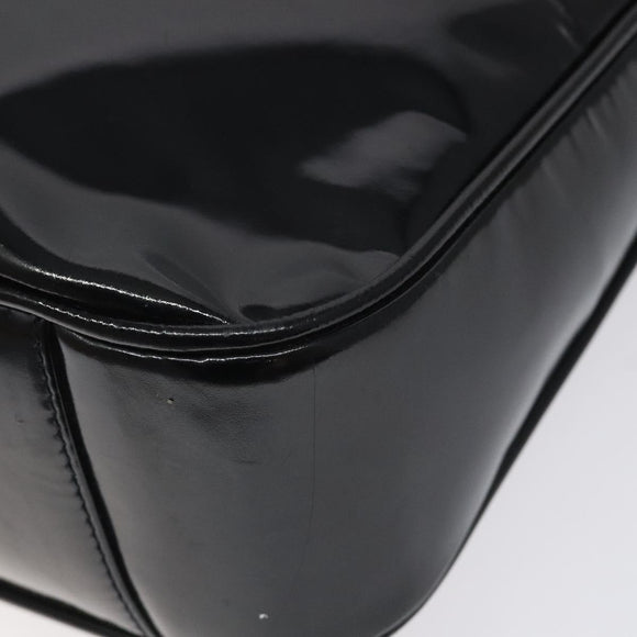 GUCCI Bamboo Hand Bag Enamel Black Gold 001 1014 1638 0 Auth bs26395