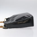 GUCCI Bamboo Hand Bag Enamel Black Gold 001 1014 1638 0 Auth bs26395-4