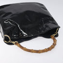 GUCCI Bamboo Hand Bag Enamel Black Gold 001 1014 1638 0 Auth bs26395-6