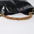 GUCCI Bamboo Hand Bag Enamel Black Gold 001 1014 1638 0 Auth bs26395-7