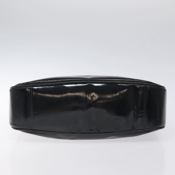 GUCCI Bamboo Hand Bag Enamel Black Gold 001 1014 1638 0 Auth bs26395