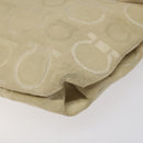 Salvatore Ferragamo Gancini Shoulder Bag Canvas Beige Gold Auth bs26398-9