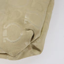 Salvatore Ferragamo Gancini Shoulder Bag Canvas Beige Gold Auth bs26398-14