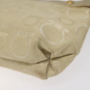 Salvatore Ferragamo Gancini Shoulder Bag Canvas Beige Gold Auth bs26398-15
