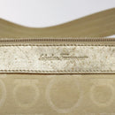 Salvatore Ferragamo Gancini Shoulder Bag Canvas Beige Gold Auth bs26398-17