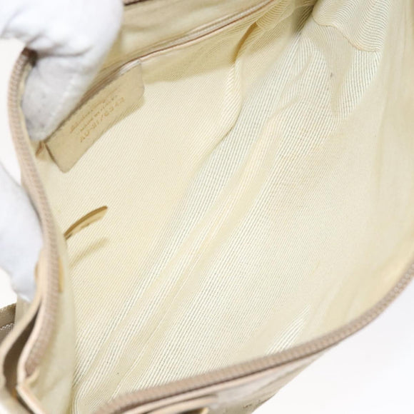 Salvatore Ferragamo Gancini Shoulder Bag Canvas Beige Gold Auth bs26398
