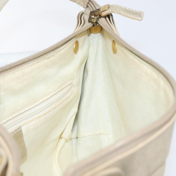 Salvatore Ferragamo Gancini Shoulder Bag Canvas Beige Gold Auth bs26398
