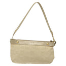 Salvatore Ferragamo Gancini Shoulder Bag Canvas Beige Gold Auth bs26398-2