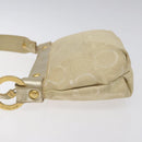 Salvatore Ferragamo Gancini Shoulder Bag Canvas Beige Gold Auth bs26398-4