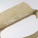 Salvatore Ferragamo Gancini Shoulder Bag Canvas Beige Gold Auth bs26398-6