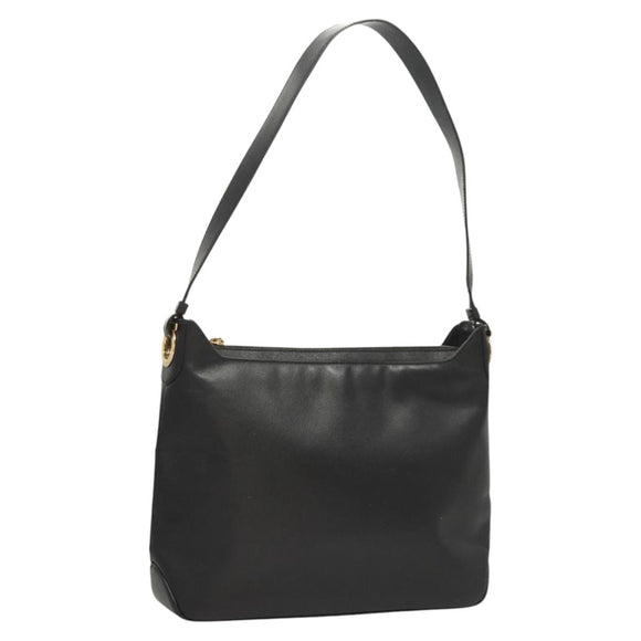 Salvatore Ferragamo Shoulder Bag Leather Black Gold Auth bs26401