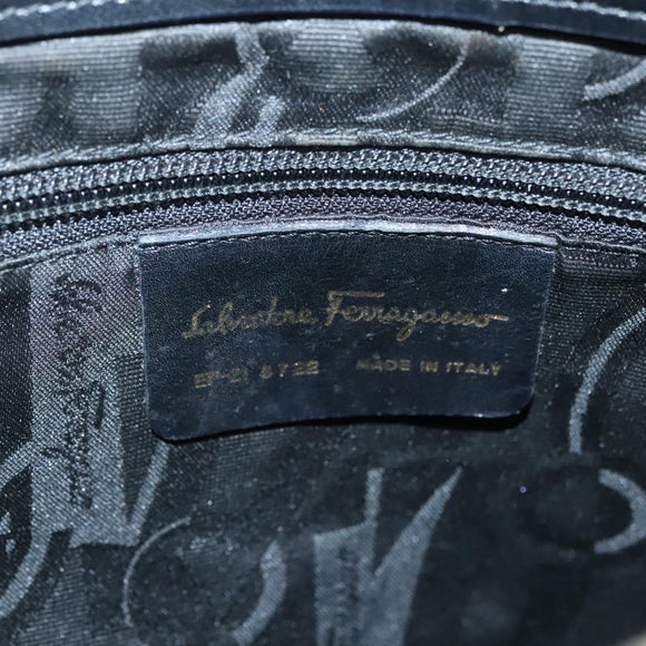 Salvatore Ferragamo Shoulder Bag Leather Black Gold Auth bs26401