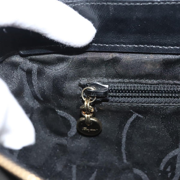 Salvatore Ferragamo Shoulder Bag Leather Black Gold Auth bs26401