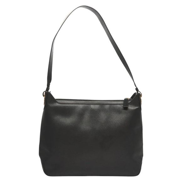 Salvatore Ferragamo Shoulder Bag Leather Black Gold Auth bs26401