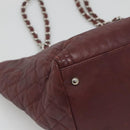 CHANEL Chain Shoulder Bag Lamb Skin Brown Silver CC Auth bs26406-11