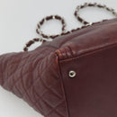 CHANEL Chain Shoulder Bag Lamb Skin Brown Silver CC Auth bs26406-13