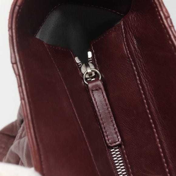 CHANEL Chain Shoulder Bag Lamb Skin Brown Silver CC Auth bs26406