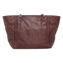 CHANEL Chain Shoulder Bag Lamb Skin Brown Silver CC Auth bs26406-3