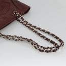 CHANEL Chain Shoulder Bag Lamb Skin Brown Silver CC Auth bs26406-7